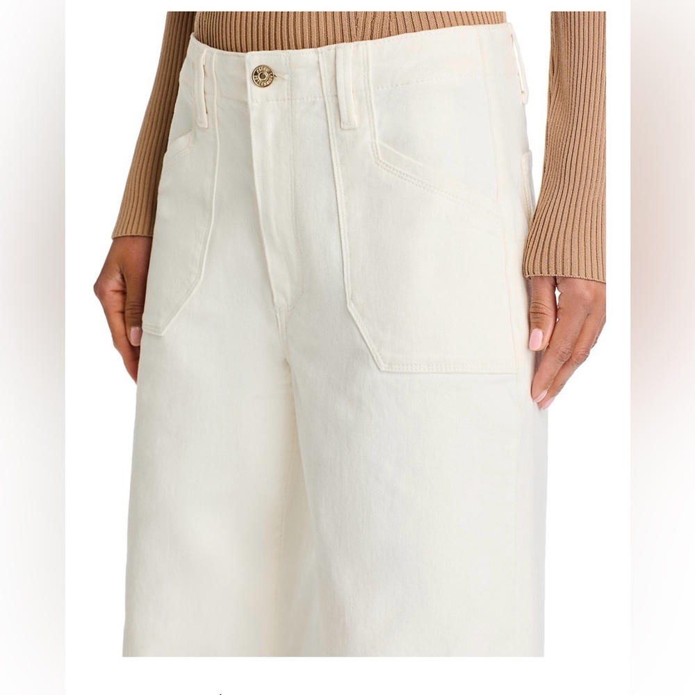 New PAIGE ANESSA ankle wide leg high rise SZ 24 tonal ecru - Picture 3 of 5